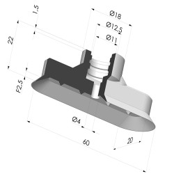 Ventouse Oblongue Série 4V 60x20MM