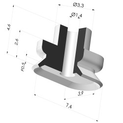 Ventouse oblongue série PFG 7.4x3.9 mm