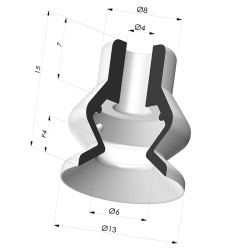 Ventouse 1.5 soufflets série VCS 1 Ø 13 mm