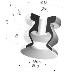 Ventouse 1.5 soufflets série VCS 1 Ø 13.2 mm