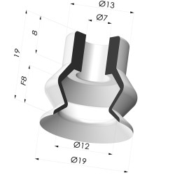 Ventouse 1.5 soufflets série VCS 1 Ø 19 mm