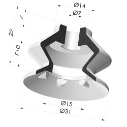 Ventouse 1.5 soufflets série VCS 1 Ø 30.6 mm