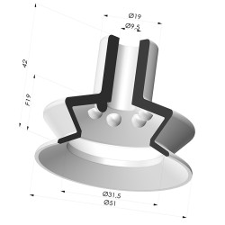 Ventouse 1.5 soufflets série VCS 1 Ø 51 mm