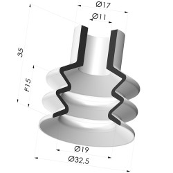 Ventouse 2.5 soufflets série VCS 2 Ø 32.5 mm