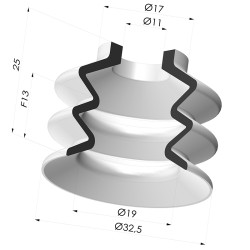 Ventouse 2.5 soufflets série VCS 2 Ø 32.5 mm