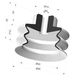 Ventouse 2.5 soufflets série AR VF Ø 30 mm