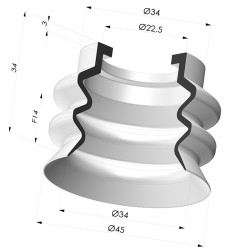 Ventouse 2.5 soufflets série AR VF Ø 45 mm